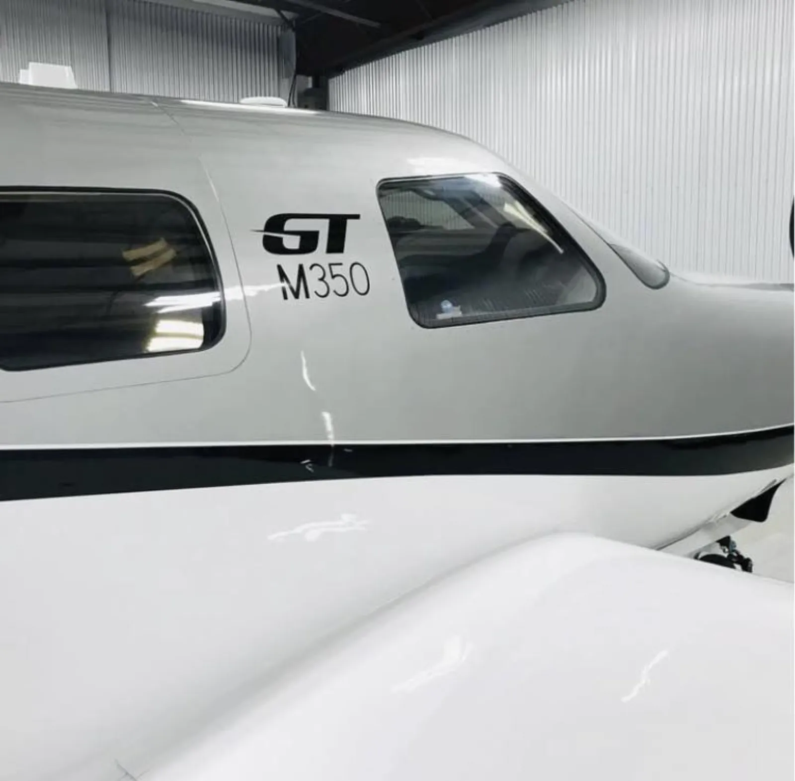 GT M350 aircraft fuselage close-up
